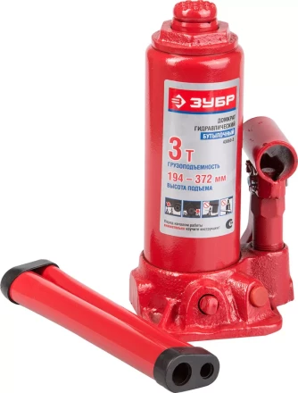 Домкрат ЗУБР ЭКСПЕРТ гидравлический бутылочный, 3т, 194-372мм 43060-3 купить в Ханты-Мансийске