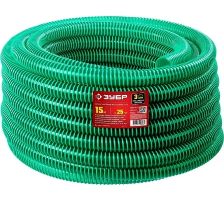 Шланг напорно-всасывающий ЗУБР со спиралью ПВХ 15 м, 25 мм, 3 атм купить в Ханты-Мансийске