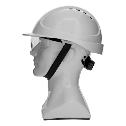 Каска защитная ударопр. Denzel «Форвард» (К-05),ABS/PC,комплект со встроен.очк.ОЧК-05 Форвард,белая 89205 купить в Ханты-Мансийске