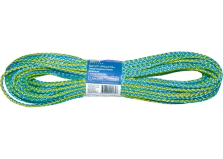 Шнур вязаный полипропиленовый с сердечником &quot;Радуга&quot; 8 мм L 20 м 140-150 кгс СИБРТЕХ 93955 купить в Ханты-Мансийске