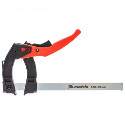 Струбцина реечная быстрозажимная пластиковый корпус рычажно-храповой механизм 200 х 90 х 290 мм штанга 5 х 20 мм Matrix 20736 купить в Ханты-Мансийске