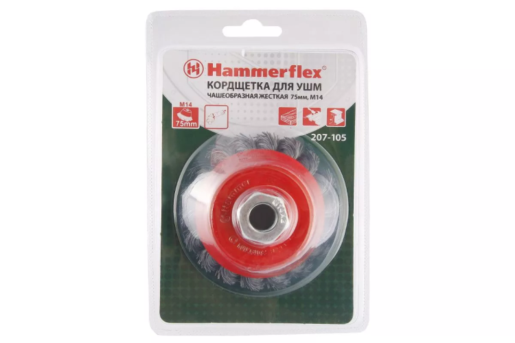 Кордщетка HAMMER чаша 75мм для УШМ витая сталь (207-105) купить в Ханты-Мансийске