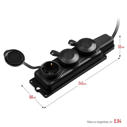 ЗУБР КГ-325-Ш3, КГ, 3 x 2.5 мм2, IP44, 10 м, 3 гн., 4000 Вт, силовой удлинитель, Профессионал (55024-10) купить в Ханты-Мансийске