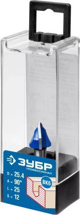 ЗУБР 25.4 x 25 мм, угол 90° мм, фреза пазовая галтельная V-образная, Профессионал (28752-25.4) купить в Ханты-Мансийске