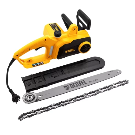 Пила цепная электрическая Denzel EDS-2200P, 2.2 кВт,поперечная, шина 45 см, шаг 3/8, паз 1.3 мм, 63 звена 95617 купить в Ханты-Мансийске