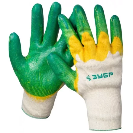 Перчатки ЗУБР "МAСTEP" трикотажные, х/б, двойная обливная ладонь из латекса, S-M 11459-S купить в Ханты-Мансийске