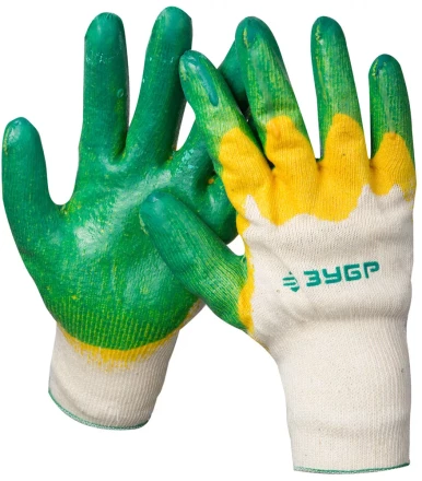 Перчатки ЗУБР "МAСTEP" трикотажные, х/б, двойная обливная ладонь из латекса, S-M 11459-S купить в Ханты-Мансийске