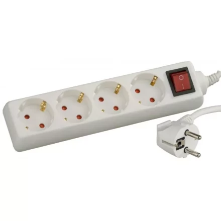 Удлинитель СВЕТОЗАР электрический с заземлением, выключателем, с защитными шторками, евро, 4 гнезда,3м SV-55045-3 купить в Ханты-Мансийске