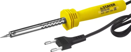 Паяльник STAYER &quot;STANDARD&quot; с пластмассовой рукояткой и долговечным жалом, 40 Вт, конус 55330-40 купить в Ханты-Мансийске
