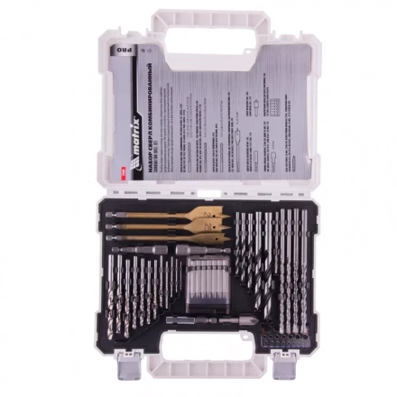 Набор сверл комбинированный по металлу 1-6,5 мм бетону 4-8 мм дереву 4-10 мм перки биты 20 шт адаптер головки 2 шт зенковка 50 предметов Pro Matrix 725650 купить в Ханты-Мансийске