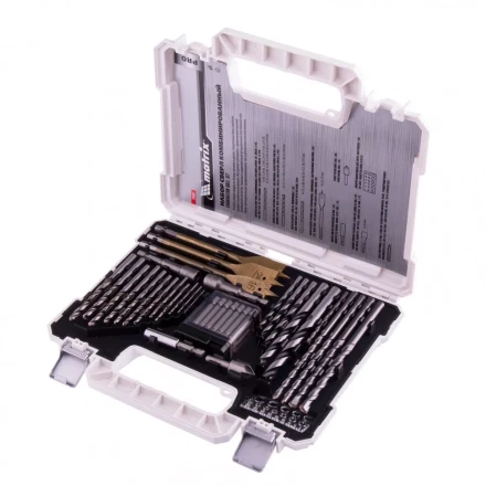 Набор сверл комбинированный по металлу 1-6,5 мм бетону 4-8 мм дереву 4-10 мм перки биты 20 шт адаптер головки 2 шт зенковка 50 предметов Pro Matrix 725650 купить в Ханты-Мансийске