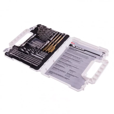 Набор сверл комбинированный по металлу 1-6,5 мм бетону 4-8 мм дереву 4-10 мм перки биты 20 шт адаптер головки 2 шт зенковка 50 предметов Pro Matrix 725650 купить в Ханты-Мансийске