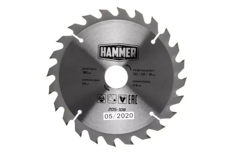 Диск пильный твердосплавный HAMMER Ф185х30мм 24зуб. купить в Ханты-Мансийске