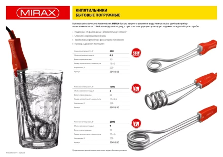 Кипятильник MIRAX, 500 Вт, 220В 55418-05 купить в Ханты-Мансийске