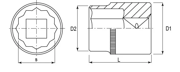 Головка торцевая 12-гранная 1/2"DR 8 мм  S04H4908 Jonnesway 47406 купить в Ханты-Мансийске