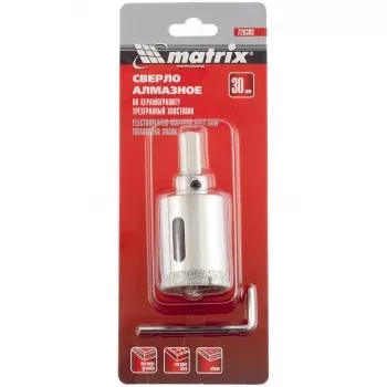 Сверло алмазное по керамограниту 30 х 67 мм 3-гранный хвостовик MATRIX 726303 купить в Ханты-Мансийске