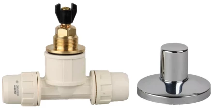 Кран ЗУБР &quot;ШиреФит&quot; запорный в сборе &quot;штуцер с гайкой - кран запорный - штуцер с гайкой&quot;, 16мм 51570-16 купить в Ханты-Мансийске