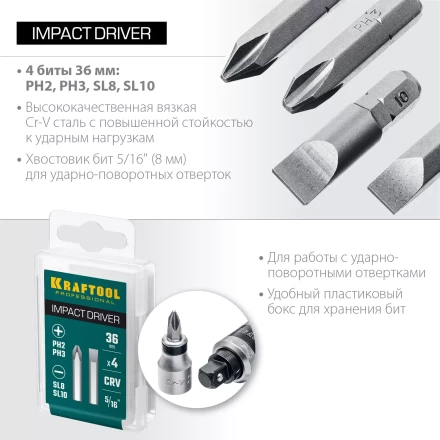 Биты для ударно-поворотных отверток KRAFTOOL 25551 купить в Ханты-Мансийске