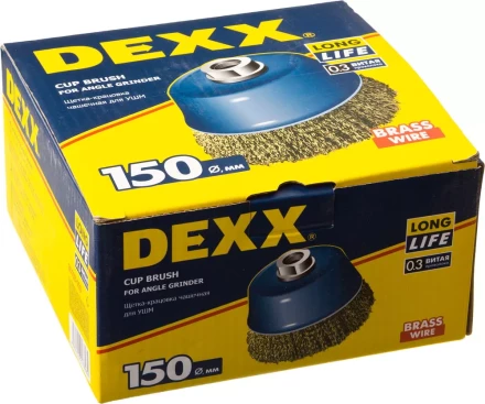 DEXX. Щетка чашечная для УШМ, витая стальная латунированная проволока 0,3мм, 150ммхМ14 35103-150 купить в Ханты-Мансийске