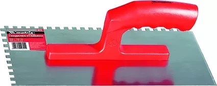 Гладилка стальная 280 х 130 мм зеркальная полировка пластмас. ручка зуб 6 х 6 мм  MATRIX 86775 купить в Ханты-Мансийске