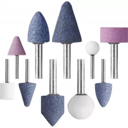 Набор STAYER "MASTER": Абразивные минишарошки-насадки для гравера и дрели, хвостовик d 3,2 / 6,0мм, 10 предм. 2989-H10