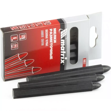 Мелки разметочные восковые черные 120мм коробка 6штук MATRIX 84817 купить в Ханты-Мансийске