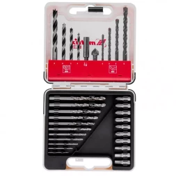 Набор сверл комбинированный сверла по металлу 1-6 мм бетону 4-8 мм дереву 4-8 мм биты 10 шт адаптер зенковка 31 предмет Pro Matrix 725631