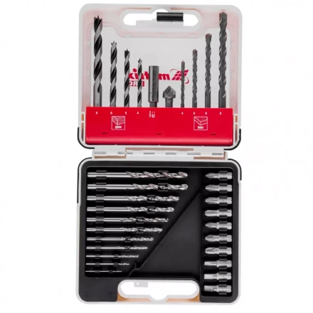 Набор сверл комбинированный сверла по металлу 1-6 мм бетону 4-8 мм дереву 4-8 мм биты 10 шт адаптер зенковка 31 предмет Pro Matrix 725631 купить в Ханты-Мансийске