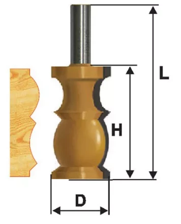 Фреза кромочная фигурная Ф318Х572 мм хвостовик 12 мм 46420 купить в Ханты-Мансийске