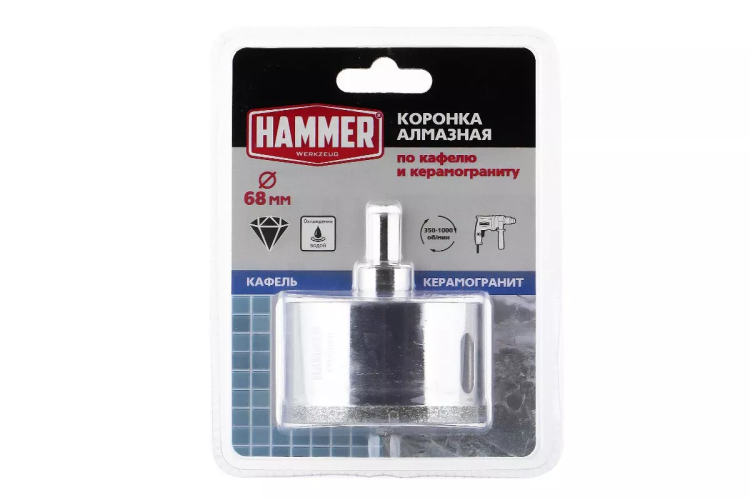 Коронка алмазная HAMMER Ф68мм HEX (DHS 68.0*65/5) купить в Ханты-Мансийске