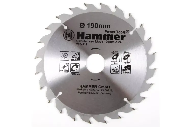 Диск пильный твердосплавный HAMMER Ф190х30мм 24зуб. купить в Ханты-Мансийске