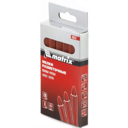 Мелки разметочные восковые красные 120мм коробка 6штук MATRIX 84818 купить в Ханты-Мансийске