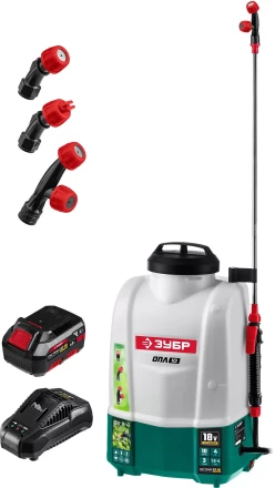 ЗУБР 10 л, 1 АКБ 4 А·ч, аккумуляторный опрыскиватель (ОПЛ-10-41) купить в Ханты-Мансийске