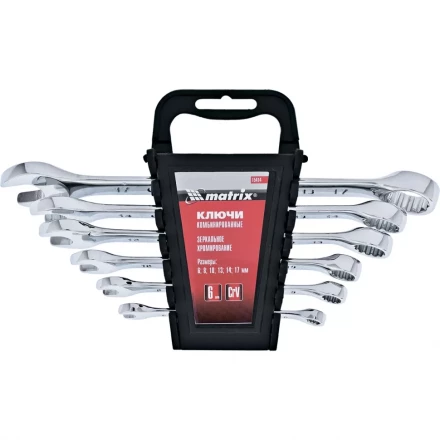 Набор ключей комбинированных 6 - 17 мм 6 шт CrV полированный хром MATRIX 15414 купить в Ханты-Мансийске