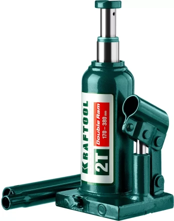 Домкрат гидравлический бутылочный &quot;Double Ram&quot;, сварной, телескопический, 2т, 170-380мм, KRAFTOOL 43463-2 43463-2 купить в Ханты-Мансийске