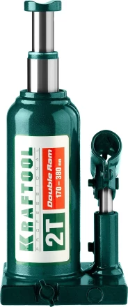 Домкрат гидравлический бутылочный &quot;Double Ram&quot;, сварной, телескопический, 2т, 170-380мм, KRAFTOOL 43463-2 43463-2 купить в Ханты-Мансийске