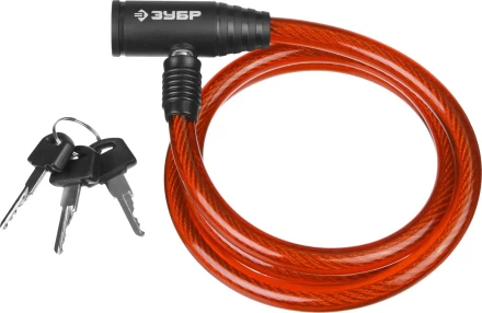 Замок ЗУБР &quot;МАСТЕР&quot;, тросовый, 3 ключа в комплекте, длина троса 650мм, d 10мм 37263-65 купить в Ханты-Мансийске