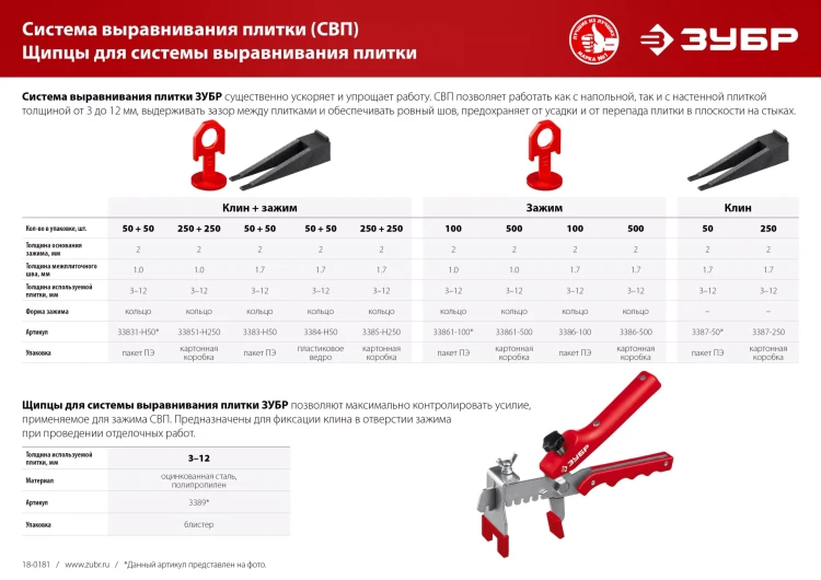 ЗУБР КОЛЬЦО, клин 50 шт, система выравнивания плитки (3387-50) купить в Ханты-Мансийске
