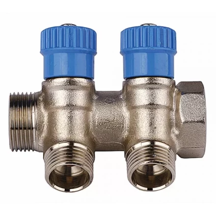 Коллектор GENERAL FITTINGS для холодной воды, вентили, никелированная латунь, вход 3/4" - 4 выхода 1/2" 51046-3/4-1/2-CT4 купить в Ханты-Мансийске