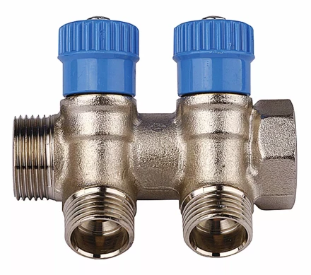 Коллектор GENERAL FITTINGS для холодной воды, вентили, никелированная латунь, вход 3/4" - 4 выхода 1/2" 51046-3/4-1/2-CT4 купить в Ханты-Мансийске