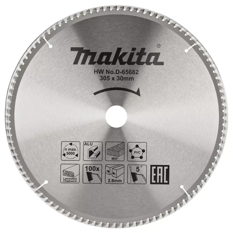 Диск пильный универсальный для алюминия/дерева/пластика Makita D-65682, 305x30x2.8/2 мм; 100 зубьев купить в Ханты-Мансийске