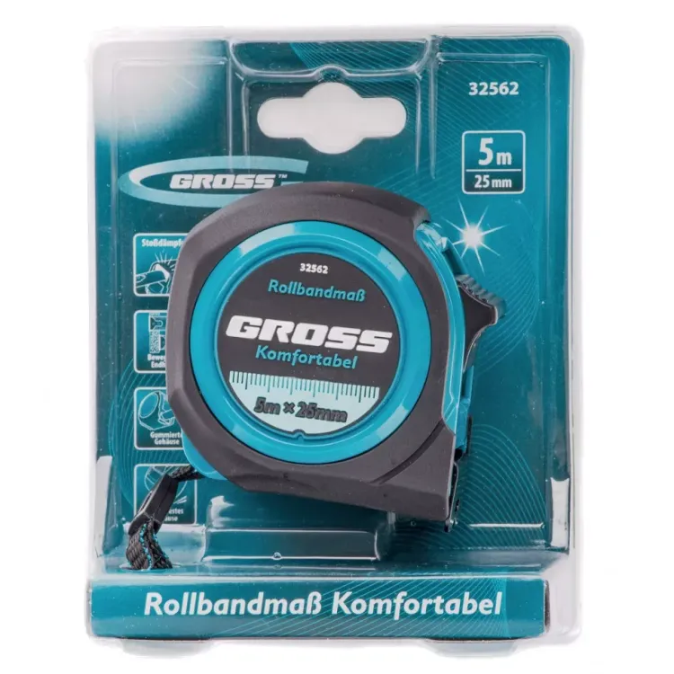 Рулетка Komfortabel 5 м х 25 мм обрезиненный корпус Gross 32562 купить в Ханты-Мансийске