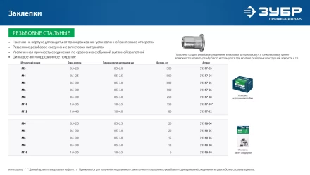 ЗУБР М8, станд. бортик, 10 шт, стальные резьбовые заклепки с насечками, Профессионал (31318-08) купить в Ханты-Мансийске