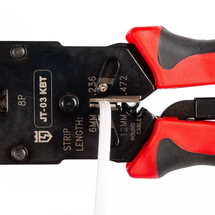 Кримпер многофункциональный КВТ JT-03 с 3 встроенными модулями для обжима RJ-45, RJ-12, RJ-11 (79759) купить в Ханты-Мансийске