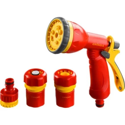 Набор GRINDA поливочный: Распылитель пистолетный 8 позиционный, соединитель 3/4&quot;, соединитель 3/4&quot; с автостопом, адаптер внешний 1/2&quot;-3/4&quot; 8-427384_z02 купить в Ханты-Мансийске