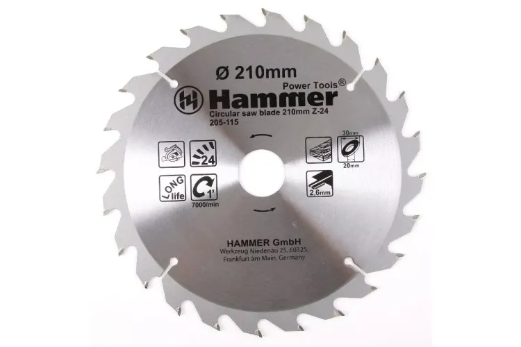 Диск пильный твердосплавный HAMMER Ф210х30мм 24зуб. купить в Ханты-Мансийске