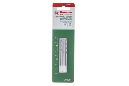 Сверло по дереву HAMMER Ф3х60мм (DR WD WR 3,0мм*60/30мм 2шт.) купить в Ханты-Мансийске
