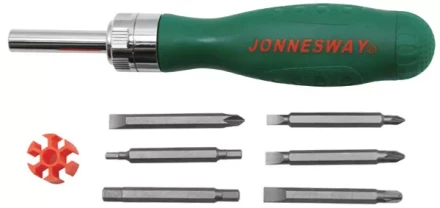 Отвертка трещоточная с набором бит 7 предметов DR0107S  Jonnesway 48818 купить в Ханты-Мансийске