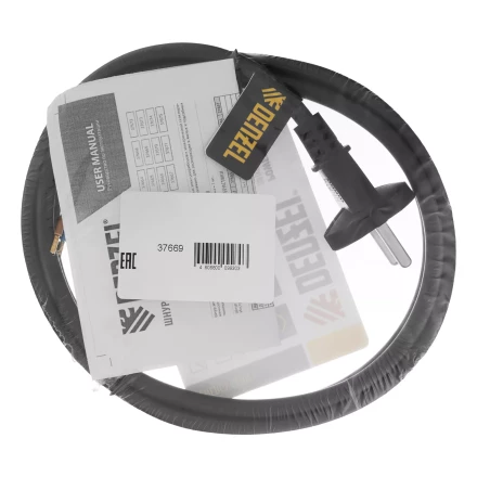 Шнур сетевой Denzel Energy Series, ПВС, 1,5 м, 2 x 1,5 мм, с неразборной вилкой, черный, 3 м, 37669 купить в Ханты-Мансийске