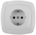 Розетка СВЕТОЗАР &quot;CITY LIGHT&quot; одинарная в сборе, с заземлением, цвет белый, 16А/~250В SV-54205-W купить в Ханты-Мансийске